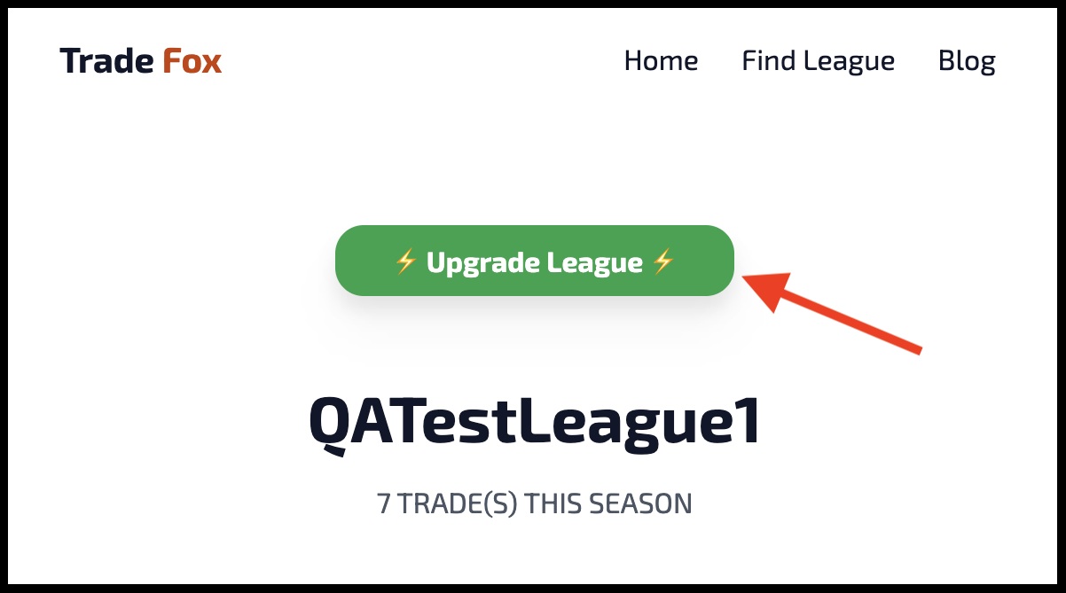 Upgrade League button on the league trade listing page